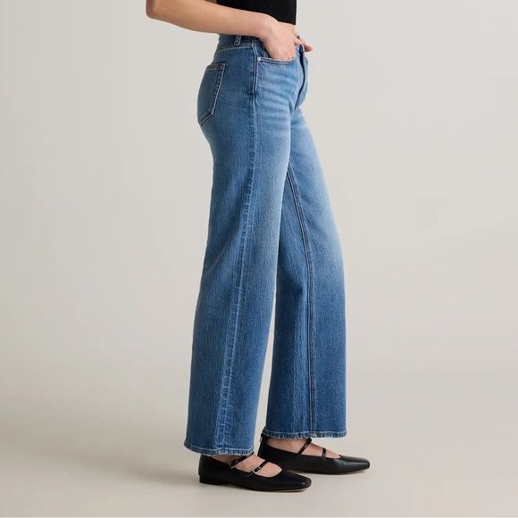 Quince Bella Stretch Relaxed Straight Jeans Size 31 Wide leg Organic Cotton - Picture 2 of 13